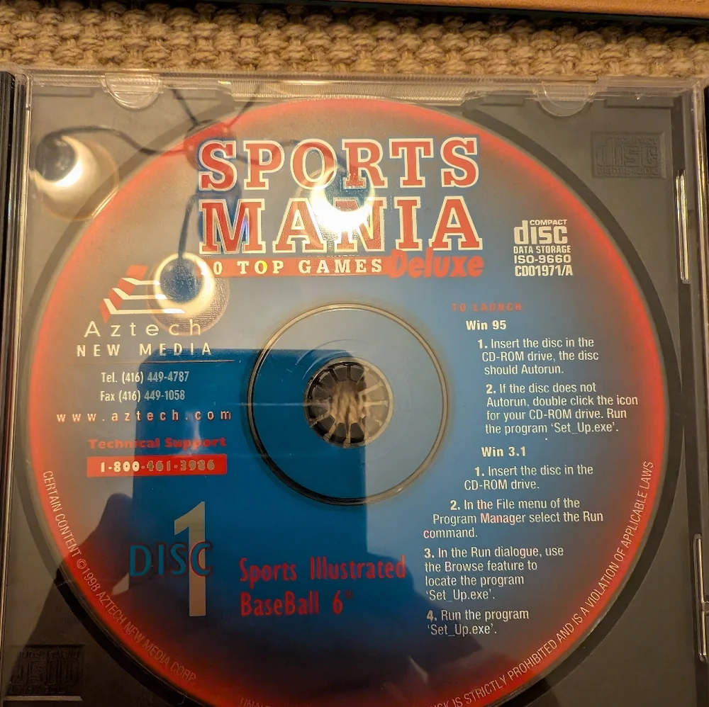 VINTAGE - SPORTS MANIA 10 TOP GAMES DELUXE- HARDBALL 5 / CYCLEMANIA - Excellent!